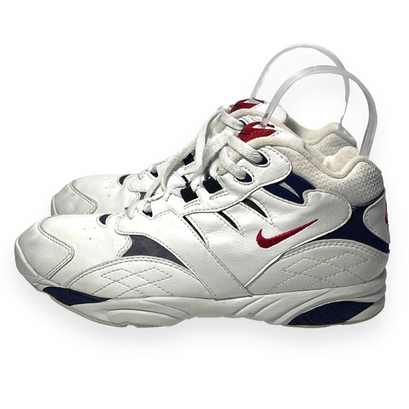 Vtg Nike Air Forefoot Women Mid Shoes Athletic Sneakers White Leather Red Purple - Picture 5 of 15